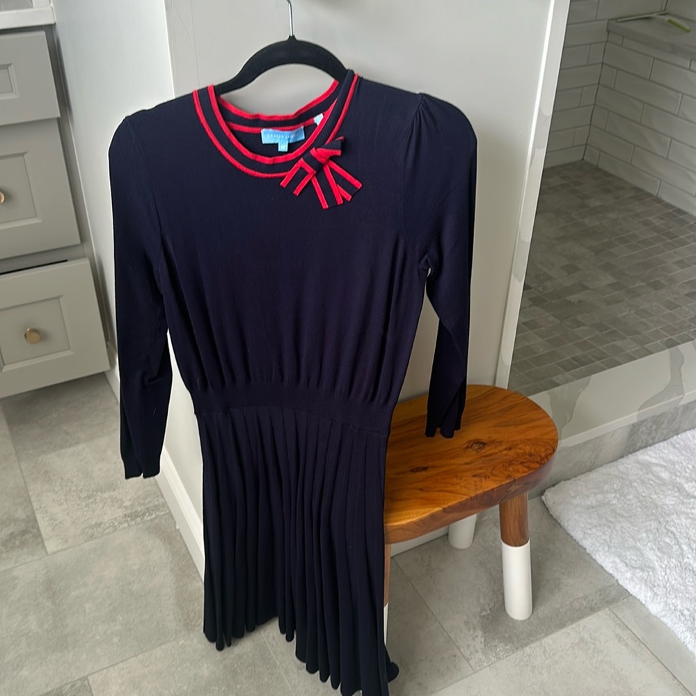 Draper James Navy and Red Knit Dress